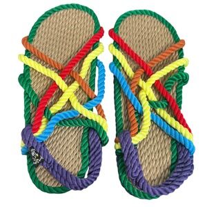 Nomadic State of Mind JC Rainbow Rope Sandals Womens Slip On Pride‎ LGBTQ 7-7.5
